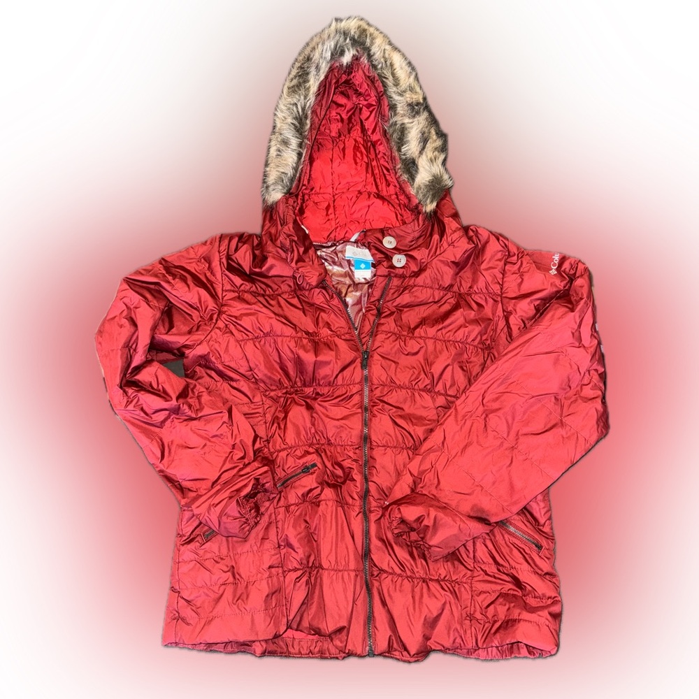 Columbia Omni-heat Burgundy Coat with Removable Faux Fur Hood Women’s size XXL